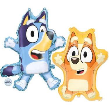 Imagem de Conjunto de Balões Bluey e Bingo para Festa de Aniversário - com Adesi