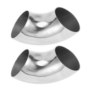 Imagem de Motoforti 2 peças 90 graus mandril curva cotovelo carro modificado tubo de escape tubulação 6.3 cm espessura OD 1,5 mm/16GA 63x152x1,5 mm 304 aço inoxidável tom prata