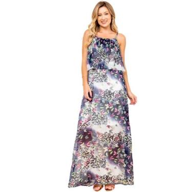 Imagem de Vestido longo estampado com forro de chiffon - SML Fashion, Feminino, 
