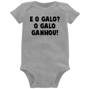Imagem de Body Bebê E o galo O galo ganhou! - Foca na Moda, Cinza, G
