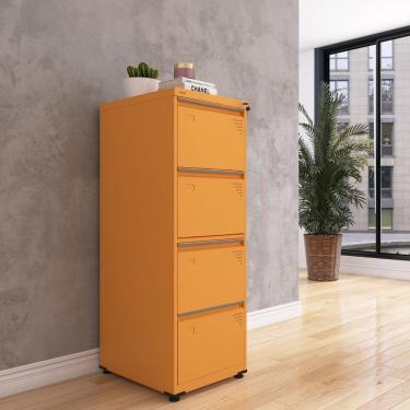 Imagem de Gaveteiro Arquivo para Escritório em Aço 4 Gavetas Laranja Picasso