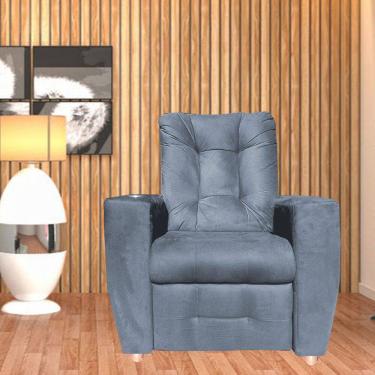 Imagem de Poltrona Do Papai Reclinável Suede Porta Copo Perola Grafitte