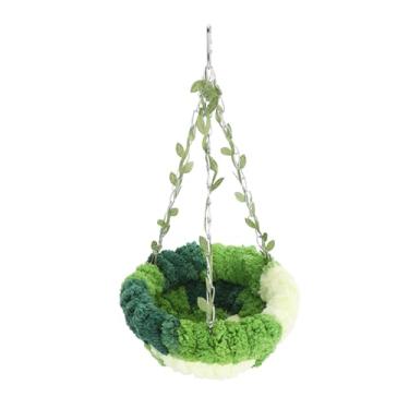 Imagem de Cama de rede de lã coral macia para gaiola de pássaros de animais de estimação, balanço suspenso inspirado na floresta para dormir confortável (rede grande (17 x 32 cm)