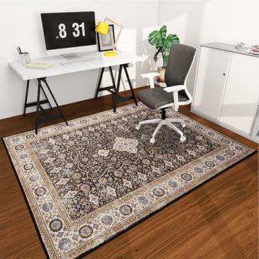Imagem de Tapete de cadeira de escritório para piso de madeira, tapete de cadeira de mesa de 183 cm x 122 cm para piso de madeira, protetor de cadeira de computador fácil de deslizar para cadeira de rodinhas