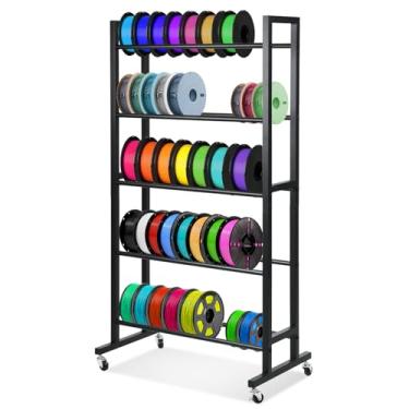 Imagem de Rack de armazenamento de filamento de impressora 3D, prateleiras de armazenamento resistente de 5 camadas para filamentos de impressão 3D, suporte de carretel de filamento para ABS/PLA/TPU/nylon