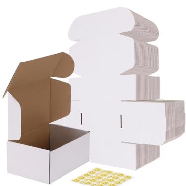 Imagem de RLAVBL Pacote Com 30 Caixas De Remessa 9X6X4, Caixa Papelão Ondulado Branca Para Embalagem Correspondências Pequenas Empresas