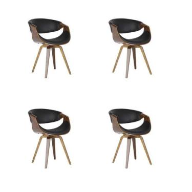 Imagem de Kit 4 Cadeiras Jantar Nicole Preta Poliuretano Rivatti