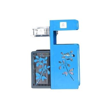 Imagem de Lixeira Lixeira para exterior, caixa de flores, lixeira cênica, criativa, aço inoxidável, grande, parque ao ar livre, lixeira de frutas Lixeira(Blue)