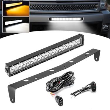 Imagem de Wsays Barra De Luz Led Âmbar/Branca Estroboscópica De 22 Polegadas, 120 W, Com Duas Fileiras Retas, Kit De Chicote Elétrico E Suportes De Montagem Ocultos Para Para-Choque Dianteiro, Compatível Com