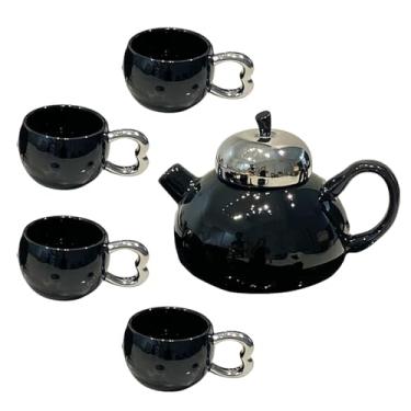 Imagem de Conjunto de água criativo minimalista de cerâmica, hospitalidade personalizada para casa - preto (1 pote 4 xícaras)