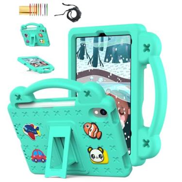 Imagem de Dteck Capa para tablet infantil iPad Mini A17 Pro/iPad Mini 6ª geração de 8,3 polegadas (2024/2021) com suporte/alça conversível, desenho animal/carro, capa leve à prova de choque com alça de ombro