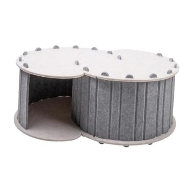 Imagem de Generic Cat Play Tunnel Bed House Pet Supplies Toy Interactive Confortável Playground Breathable para 2 Cats Cave Cat com 2 buracos, Cinza Claro