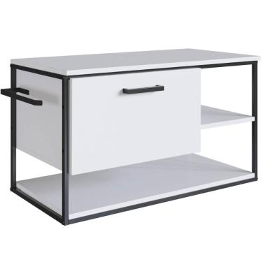 Imagem de Gabinete Suspenso de Banheiro 80cm Branco Estilo Industrial Sem Cuba Placa e Ponto