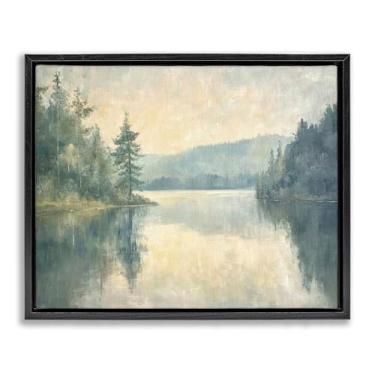 Imagem de Stupell Industries Mountain's Reflection Landscape Black Framed Floater Canvas Wall Art, design by Petal Prints Design, 25 x 31