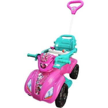 Imagem de Carrinho Quadriciclo Andador de Passeio Infantil Bebê, Baby Dog Menina Rosa, Com Haste Guia, Para Crianças 1 a 3 Anos