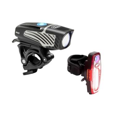Imagem de NiteRider Lumina Micro 650 Luz de Bicicleta Frontal Sabre 110 Pacote Combo de Luz Traseira para Bicicleta, Preta (7711)
