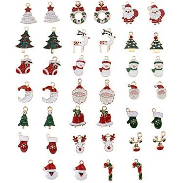 Imagem de SING F LTD Pingentes mistos de Natal, 40 peças, contas para pulseiras, brincos, joias, decoração de árvore de Natal, presente infantil, One Size, liga metálica, Sem Pedra Preciosa