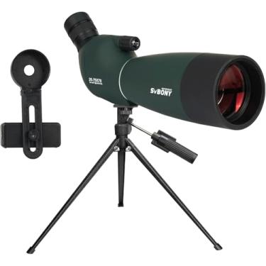 Imagem de SVBONY SV28 Plus Lunetas com tripé, luneta angular 25-75x70 com adaptador de telefone, luneta IP65 à prova d'água à prova de neblina de longo alcance para tiro ao alvo, observação de pássaros, caça
