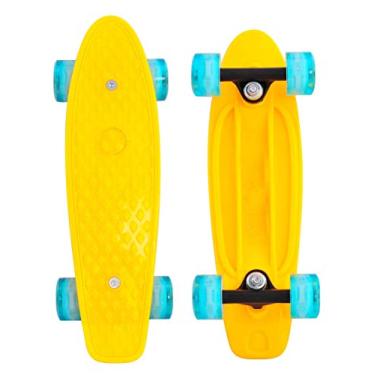 Imagem de CyBoard Mini skate amarelo de 43 cm x 12 cm, mini cruiser para iniciantes com roda de poliuretano