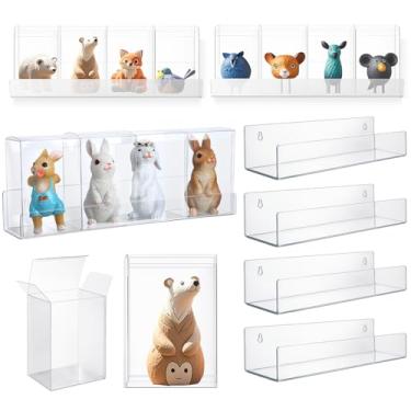 Imagem de Weysat Pacote com 40 capas protetoras de bonecos de vinil pop de 10 cm, pacote com 10, prateleiras de parede flutuantes de acrílico transparente de 19,6 polegadas para brinquedos, colecionáveis