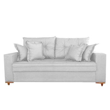 Imagem de Sofá Vicam 05 com Almofadas Soltas 3 Lugares Tecido Linho 200cm Vicam Cor Cinza