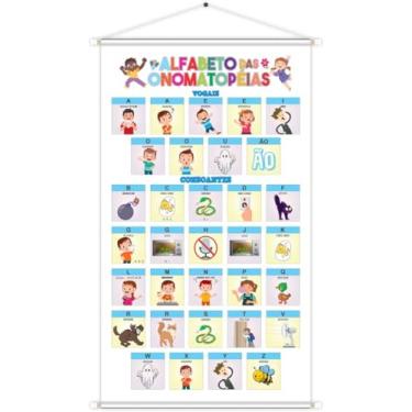 Imagem de Banner Alfabeto Onomatopéia Educativo Pedagógico Escolar Didático 60cm x100cm Impressão Digital Lona 280g