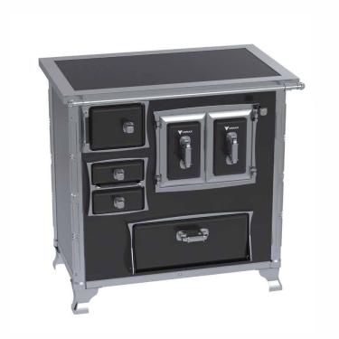 Imagem de Fogão a Lenha N° 01 Século XVIII GII Premium Preto Gab. Chapa Vitrocerâmica Saída Direita Sem Tampa - Venax