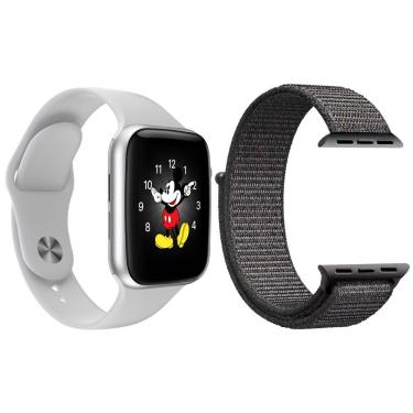 Imagem de Kit 1 Smartwatch Ld5 Branco + 1 Pulseira Extra Nylon Cinza