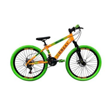 Imagem de Bicicleta Aro 26 Colli Grau 21 Marchas Freio a Disco, Laranja, Verde