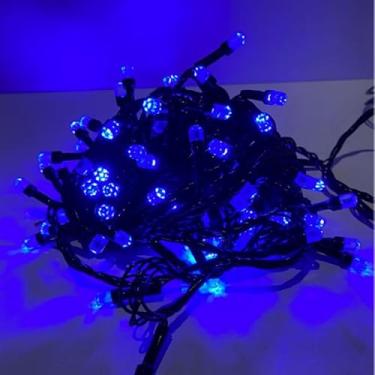 Imagem de Pisca-Pisca, Cordão Luminoso LED Azul, 100 Lâmpadas, 10 Metros, Fio Preto