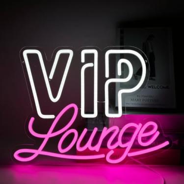 Imagem de YUEYYNS Letreiros De Neon Vip Lounge Para Decoração Parede, Led Sala, Letras Rosa E Brancas, Bar Com Alimentação Usb, Hotel, Café, Caverna Masculina, Clube, Salão Beleza