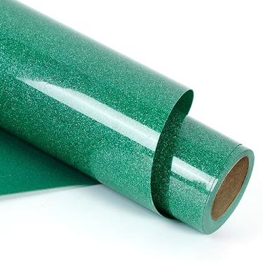Imagem de RENLI·TONG Rolos De Vinil Para Transferência Térmica Renlitong Glitter Green - 30,5 Cm X 2,4 M Htv Camisas, Estampa Camafeu Passar A Ferro, Fácil Cortar E Com Design Removível (Glitter Green)