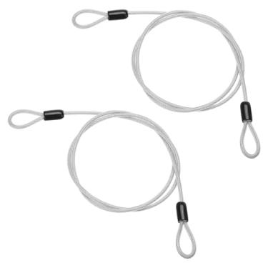 Imagem de PATIKIL Cabo de aço inoxidável revestido de vinil de 5/81.3 cm de diâmetro com laços, 2 peças de corda de fio flexível de 0,9 m (99 cm) Cadeado de corrente de segurança para iluminação de palco ao ar