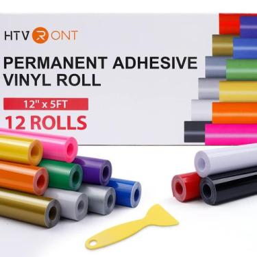 Imagem de Vinil permanente HTVRONT para Cricut, pacote com 12, 30 cm x 1,5 m