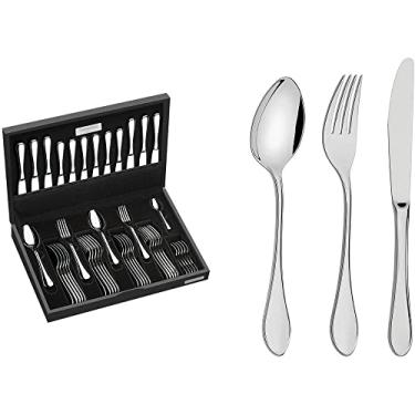 Imagem de Faqueiro Tramontina Italy em Aço Inox com Facas de Mesa Forjadas 6mm Acabamento Alto Brilho e Estojo de Madeira 42 Peças