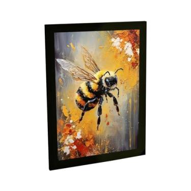 Imagem de Quadro Decorativo BHARDO Abelha Insetos Ilustração Laranja, Tamanho A3 34x45cm, com Moldura Retangular