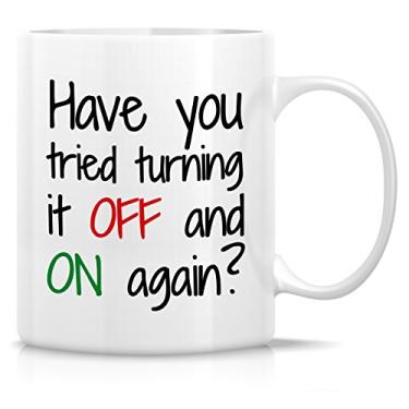 Imagem de Retreez Caneca engraçada - Have You Tried it Off and On Again? Canecas de café de cerâmica Computer Geek 325 ml - Presentes de aniversário engraçados, sarcasmo, inspiradores para amigos, colegas de