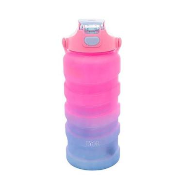 Imagem de Garrafa Squeeze de Policarbonato Wave Rosa e Azul com Canudo 2L 5897 -
