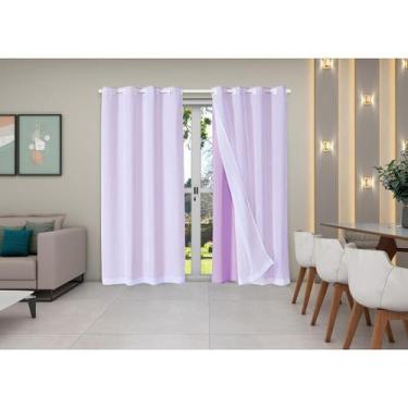 Imagem de Cortina Classic 2,80 X 2,30 Sala Quarto Janela Cozinha Lilás - Mercado