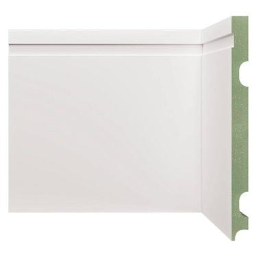 Imagem de Kit Rodapé de MDF 3 Barras Frisadas 20cm x 2,40m Rende 7,2 Metros Moldufama Branco