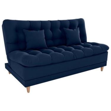 Imagem de Sofa Cama 2 Lugares 185 cm Duda Veludo Maserati Azul Milani Store, Azu