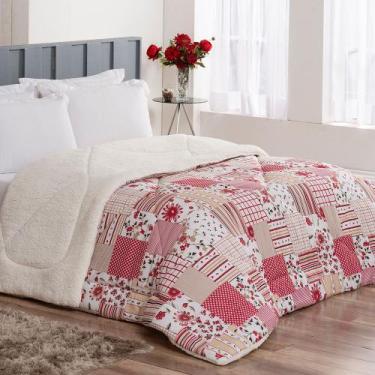 Imagem de Coberdrom Casal Queen Winter 100% Algodão 01 Peça - Patchwork Vermelho