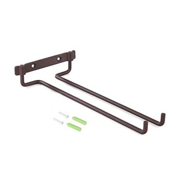 Imagem de MUNEFE VINHO RACK DE VINHO SOB RACK DE ESTEMWARE DE CABELO, porta de copo de ferro de linha única, rack de xícara de vinho montado na parede para casa (Dumb bronze)