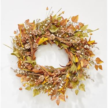 Imagem de Guirlanda de folhas e flores artificiais de outono de 61 cm em base de galho natural