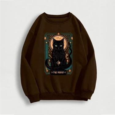 Imagem de Moletom Careca Gato Tarô (FRENTE) Gola Redonda Casaco Masculino Femini