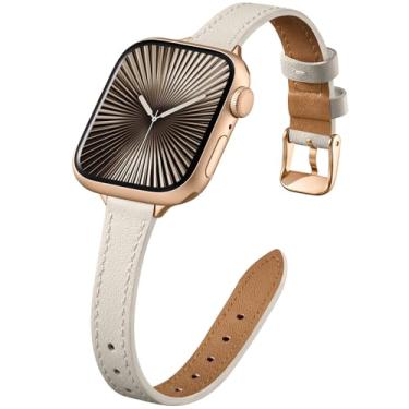 Imagem de DGege Pulseira fina de couro compatível com Apple Watch Ultra SE séries 10/9/8/7/6/5/4/3/2/1 de 38 mm, 40 mm, 41 mm, 42 mm, 45 mm, 46 mm e 49 mm, 49 mm, 40 mm, 40 mm, 41 mm, 41 mm, 40 mm, 41 mm, 40