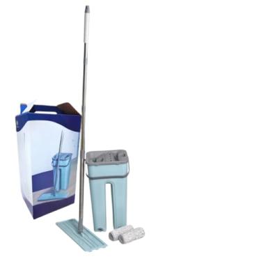 Imagem de Flat Mop 2 Refis Esfregão Com Balde Rodo Mágico Lava Seca Tira Pó extensível grande