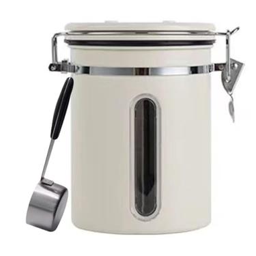 Imagem de Coffee Canister,Armazenamento De Grãos De Café - Dispensador Impermeável Selado A Vácuo Frasco 1800ml, Suporte Para Arroz, Açúcar, Chá, Cereais, Cozinha, Despensa E