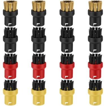 Imagem de Chunful Pacote com 16 cabeças de escova de limpeza a vapor a granel 12 cabeças de escova a vapor de nylon, 4 acessórios de latão, peça de fixação, substituição para superfícies rígidas, compatível com