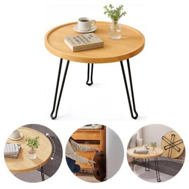 Imagem de Mesa Centro Sala Mesinha Centro Madeira Bambu Dobrável 58cm - Importad